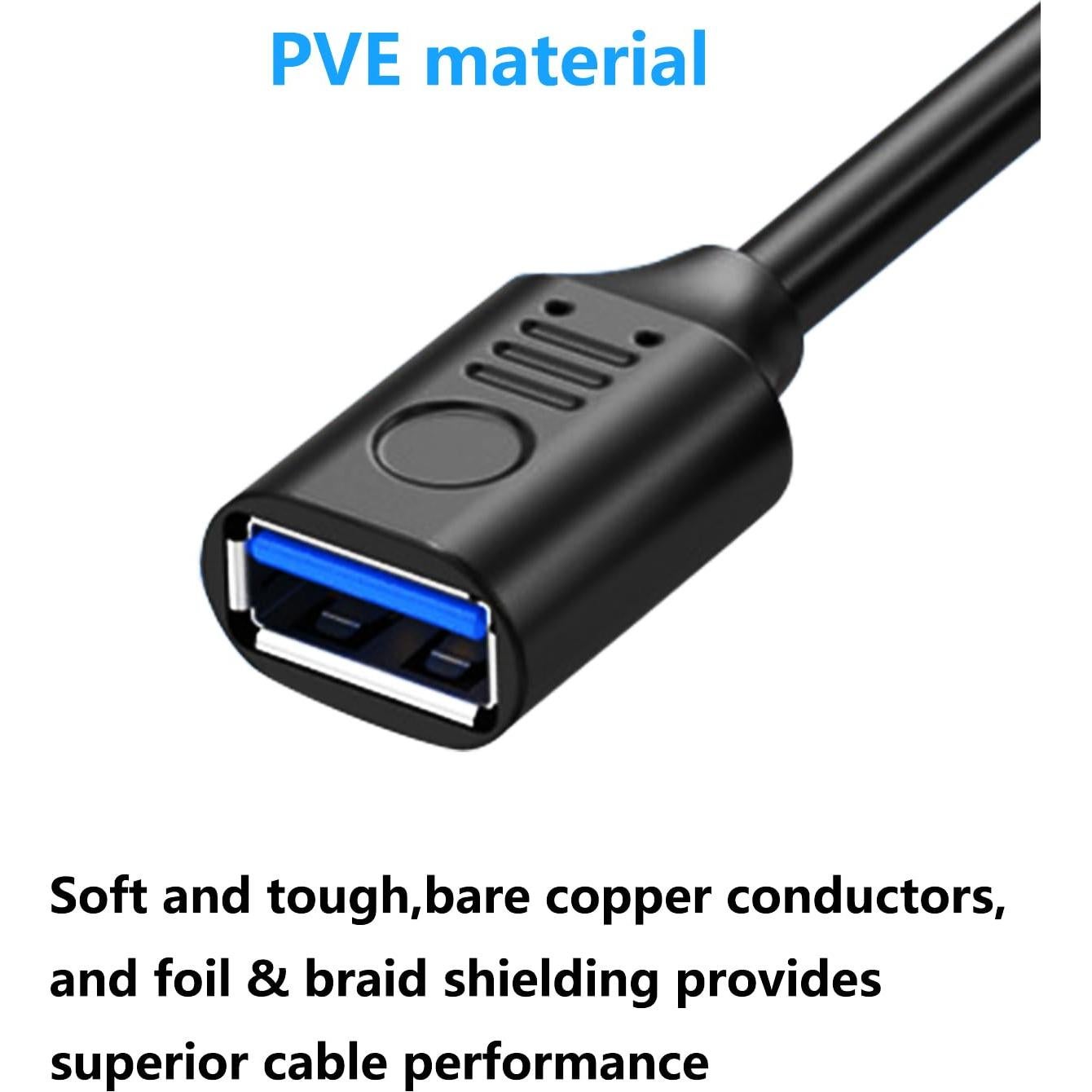 Cable de Extensión USB 3.0 90 Grados LANMINGLEL 0.5M con Interruptor