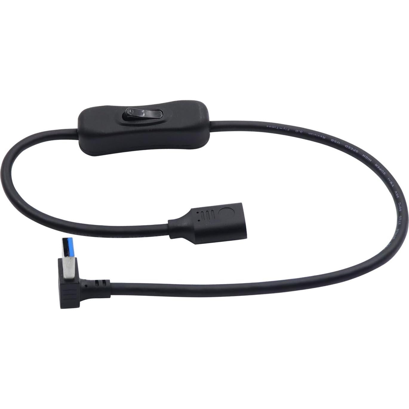 Cable de Extensión USB 3.0 90 Grados LANMINGLEL 0.5M con Interruptor