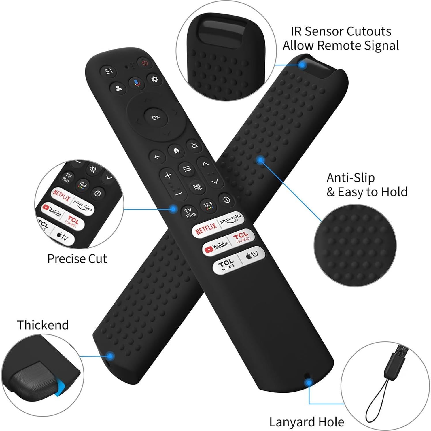 Funda de Silicona Hi Color para Control Remoto TCL RC813 FMB1 Negro