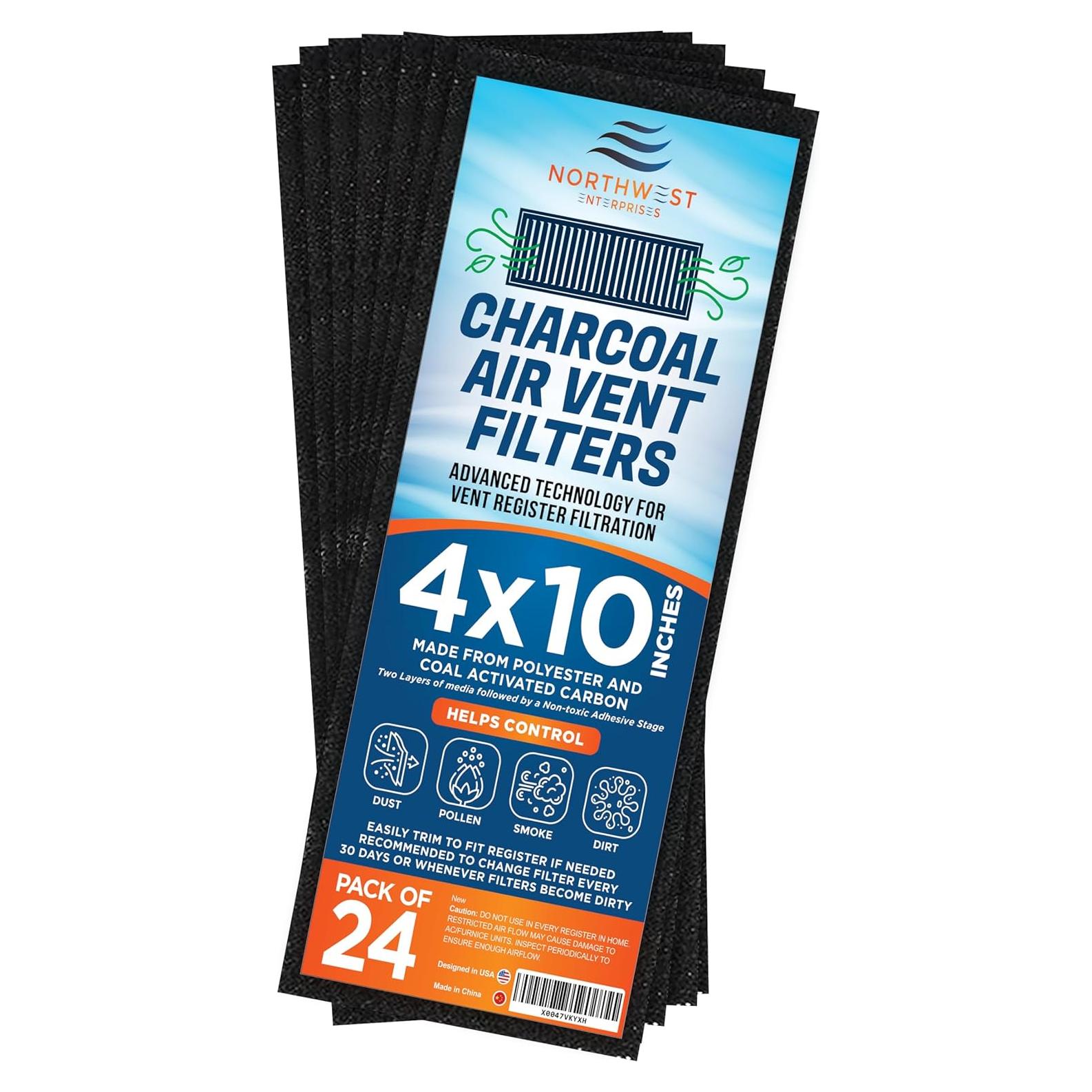 Filtros de Ventilación de Carbón Activado 4"x10" - Paquete de 24