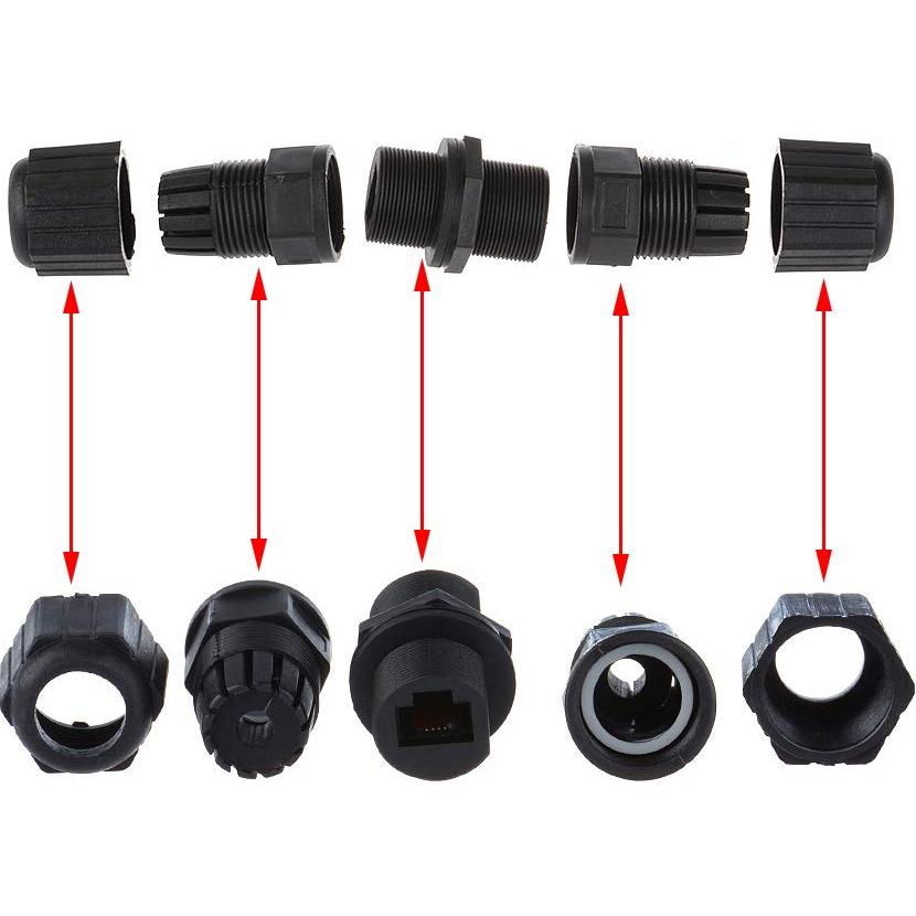 5 Conectores RJ45 Impermeables Cat5/5e IP67 Hembra a Hembra