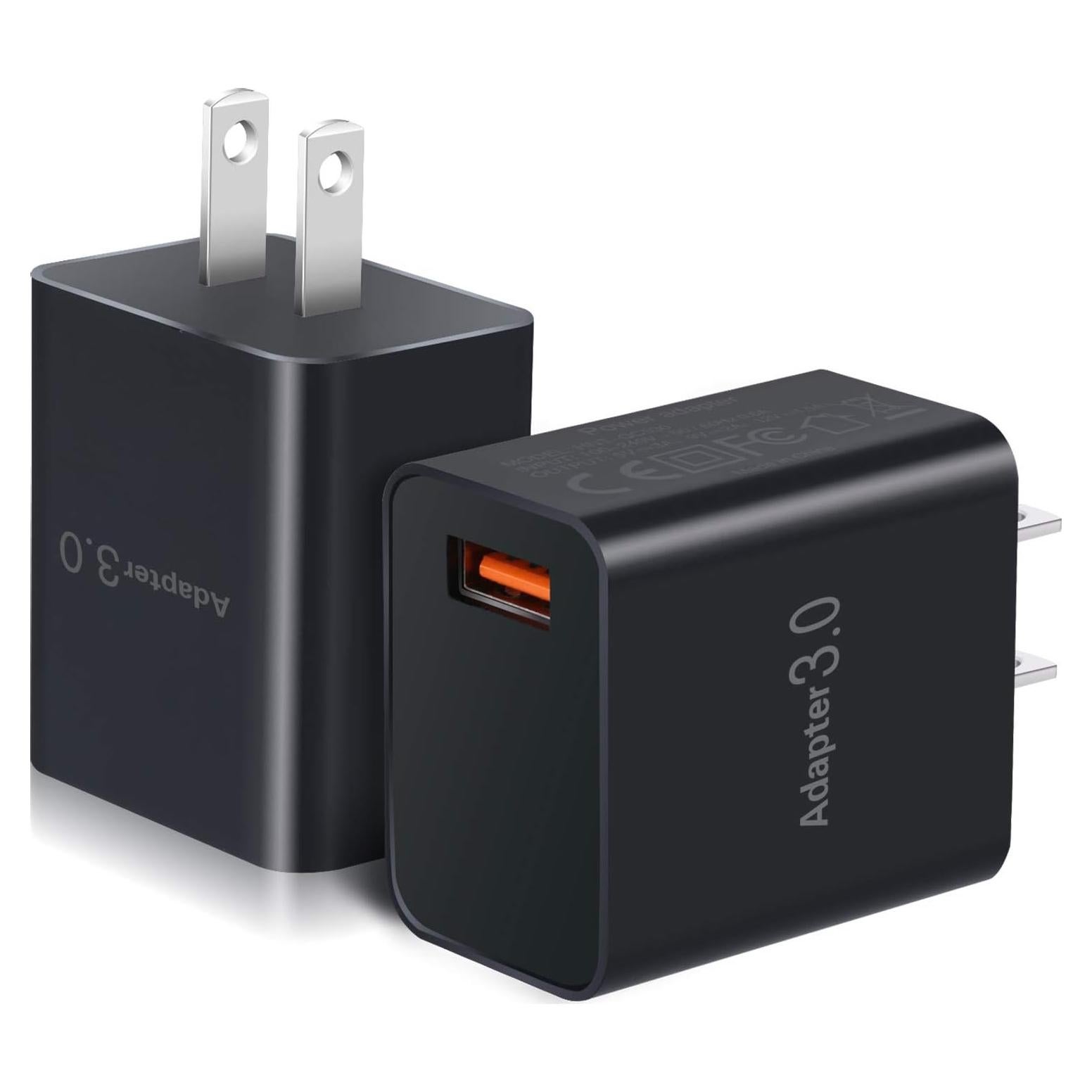 Cargador Rápido USB-A OKRAY 18W Paquete de 2 Adaptadores