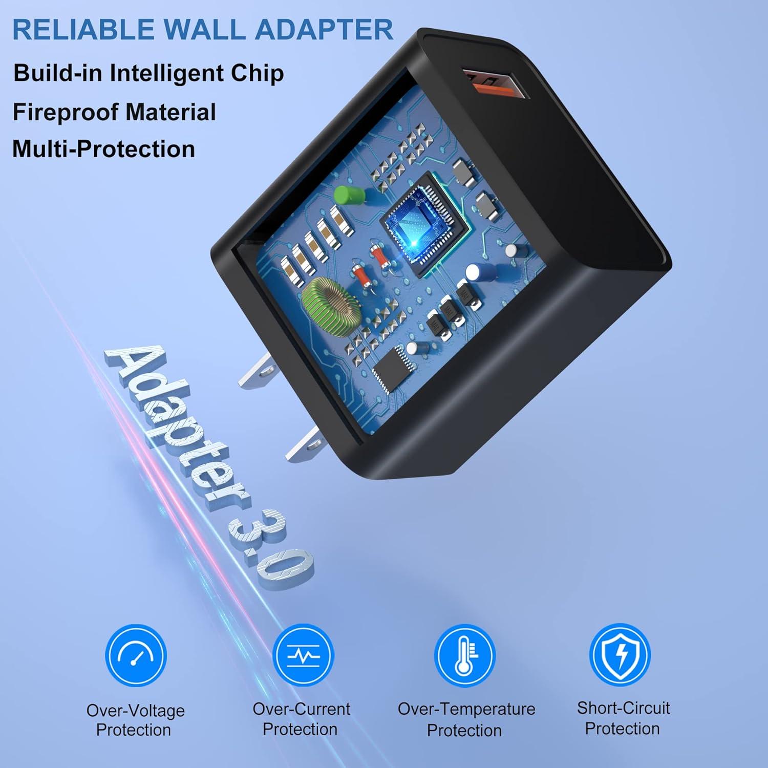 Cargador Rápido USB-A OKRAY 18W Paquete de 2 Adaptadores