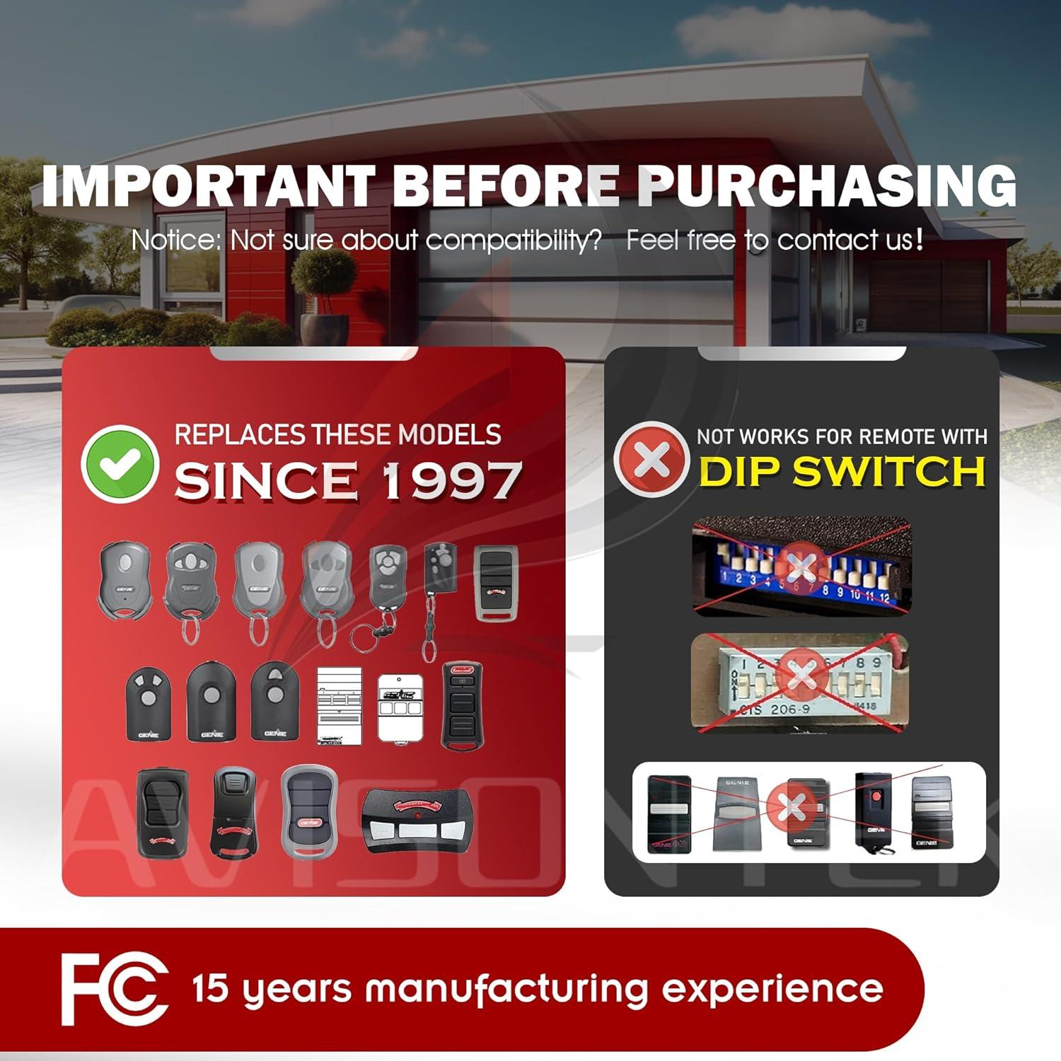 Control Remoto 2 Pack Overhead Door O3T-BX O3T-A 3 Años Garantía