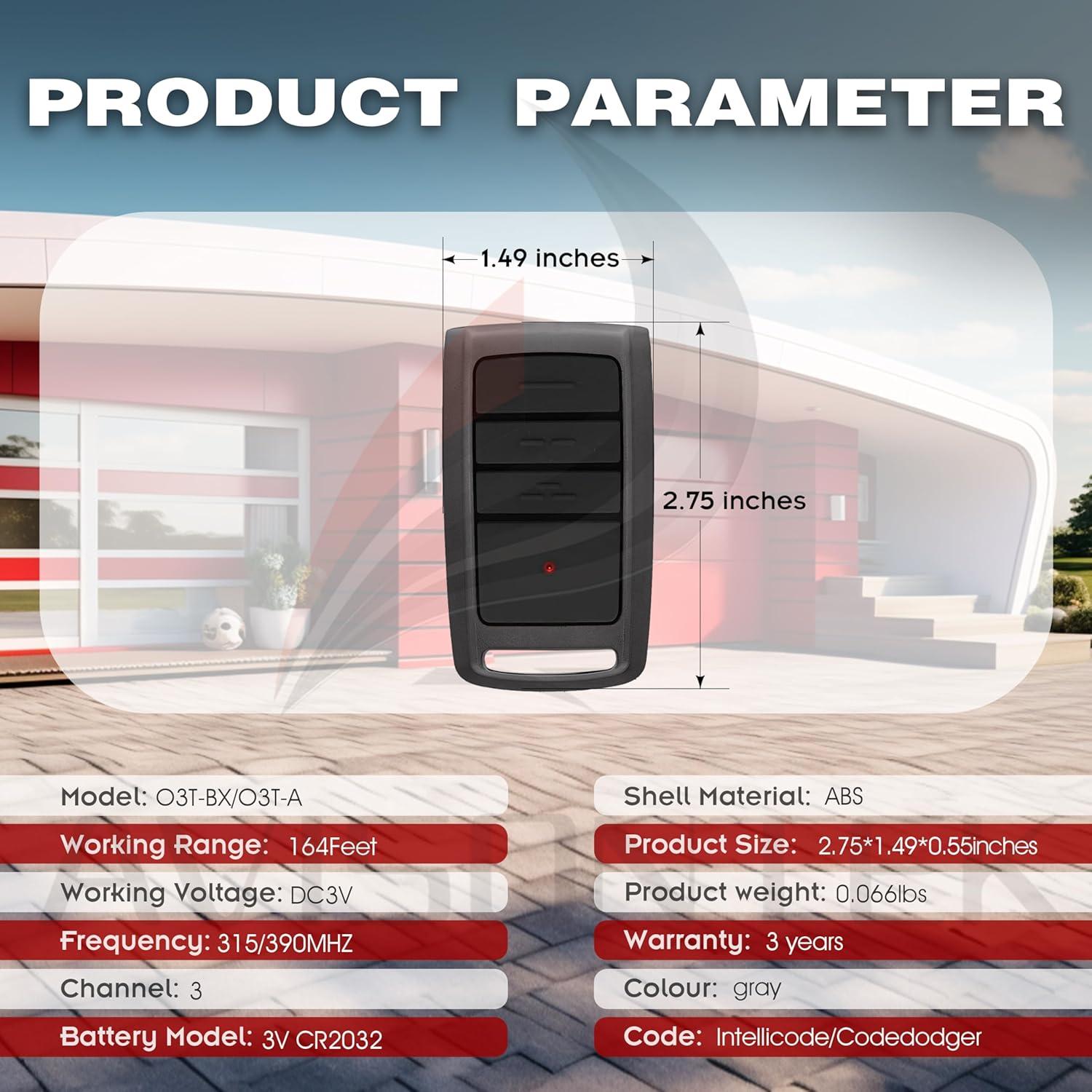 Control Remoto 2 Pack Overhead Door O3T-BX O3T-A 3 Años Garantía