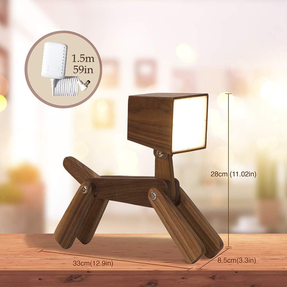 Lámpara de Mesa HROOME Perro de Madera Regulable 32.8cm