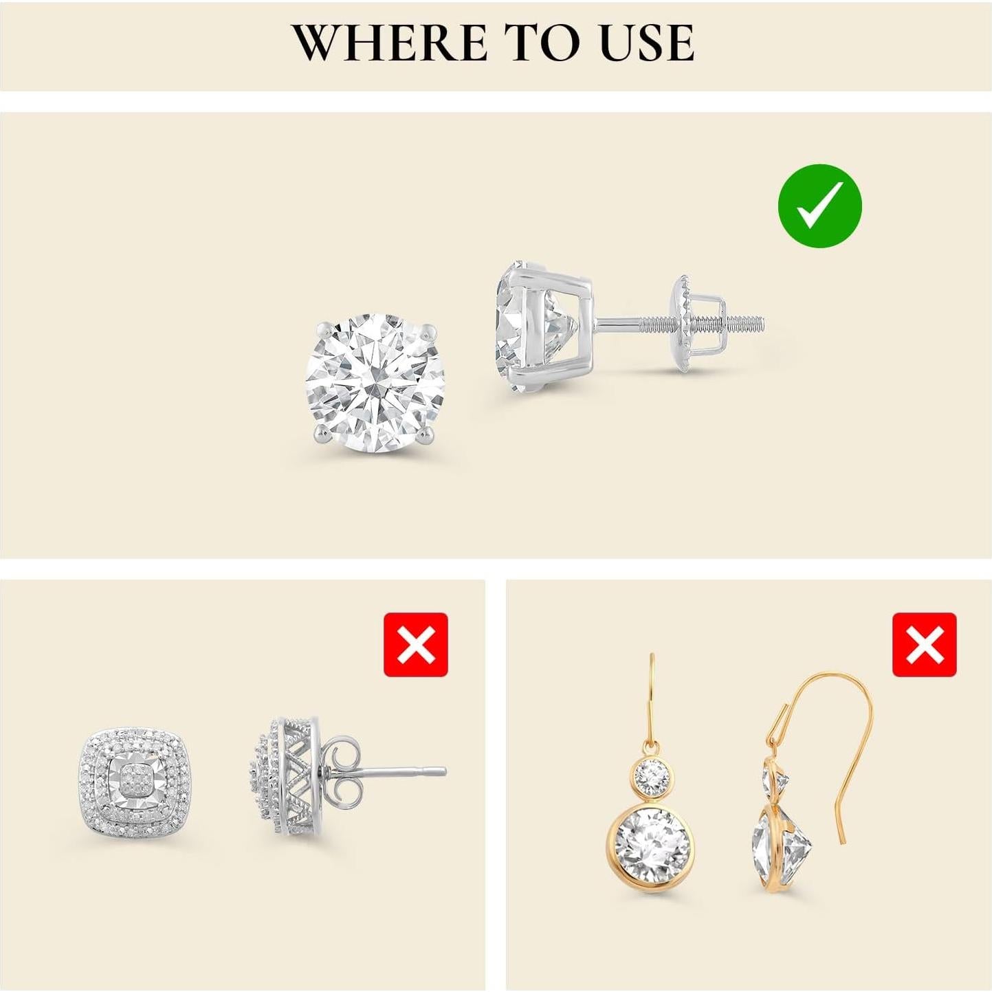 Respaldos de Arete de Oro Blanco 14K Elegancia Diaria - 1 Par