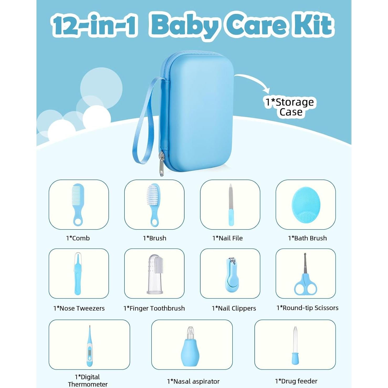 Kit de Cuidado para Bebés Lictin - 12 Piezas, Azul Bebé