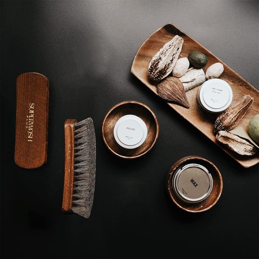 Cepillos para Brillar Zapatos SUPERWASH PLUS - 2 Piezas de Pelo de Caballo