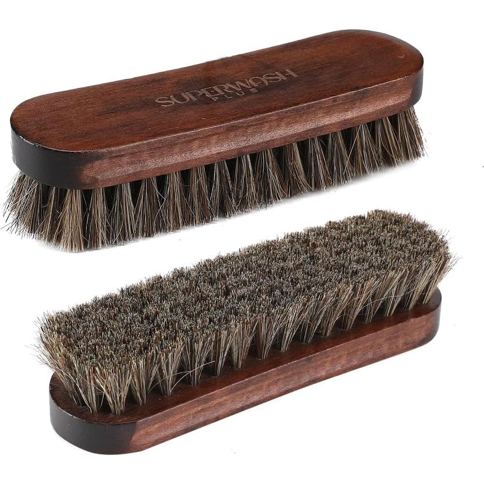 Cepillos para Brillar Zapatos SUPERWASH PLUS - 2 Piezas de Pelo de Caballo