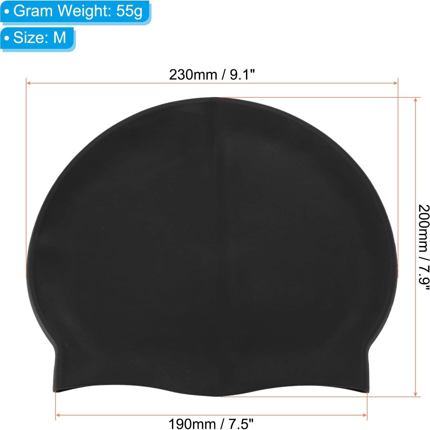Gorro de Natación de Silicona PATIKIL Negro Unisex M
