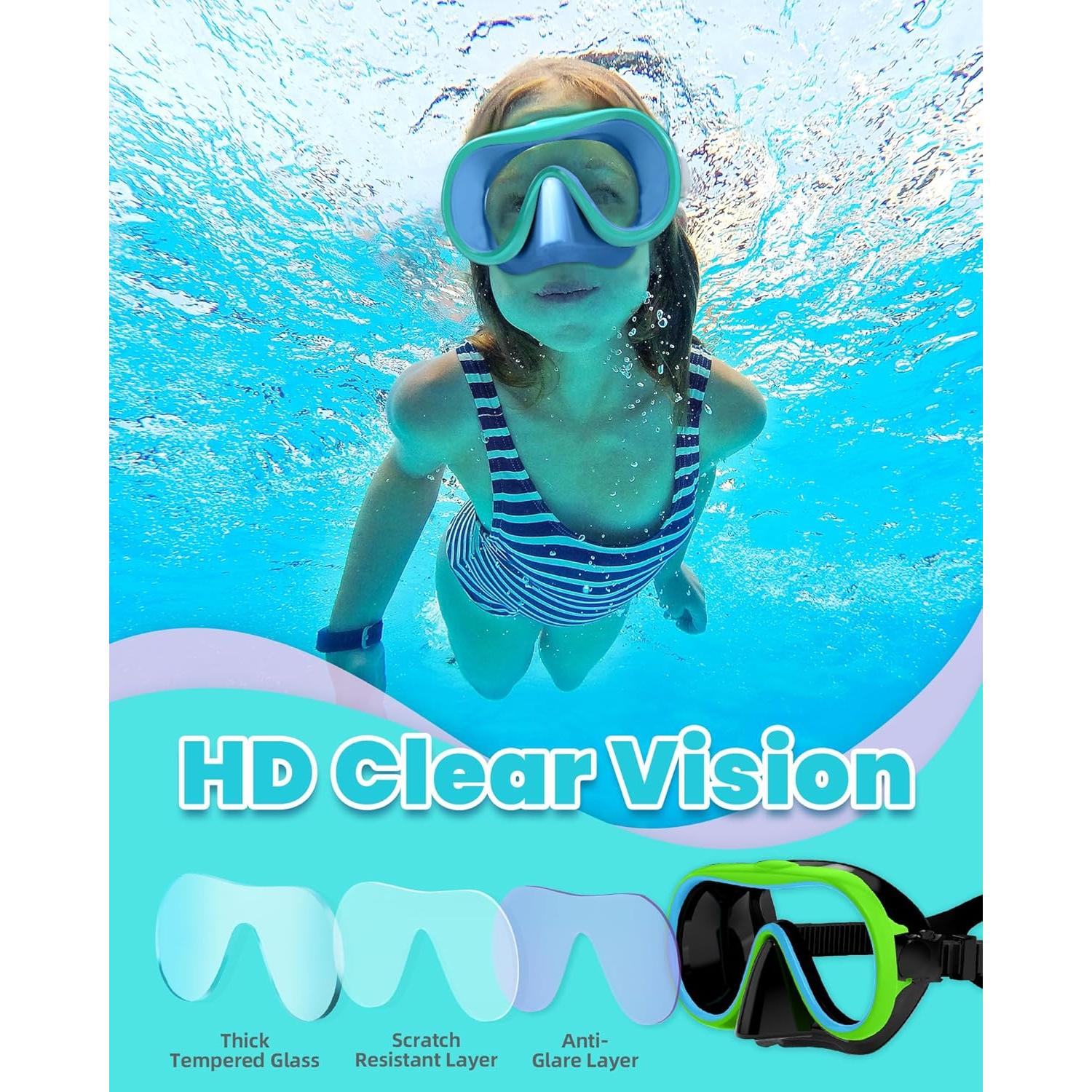 Gafas de Natación Seago para Niños 6-14 Años con Cubierta Nasal