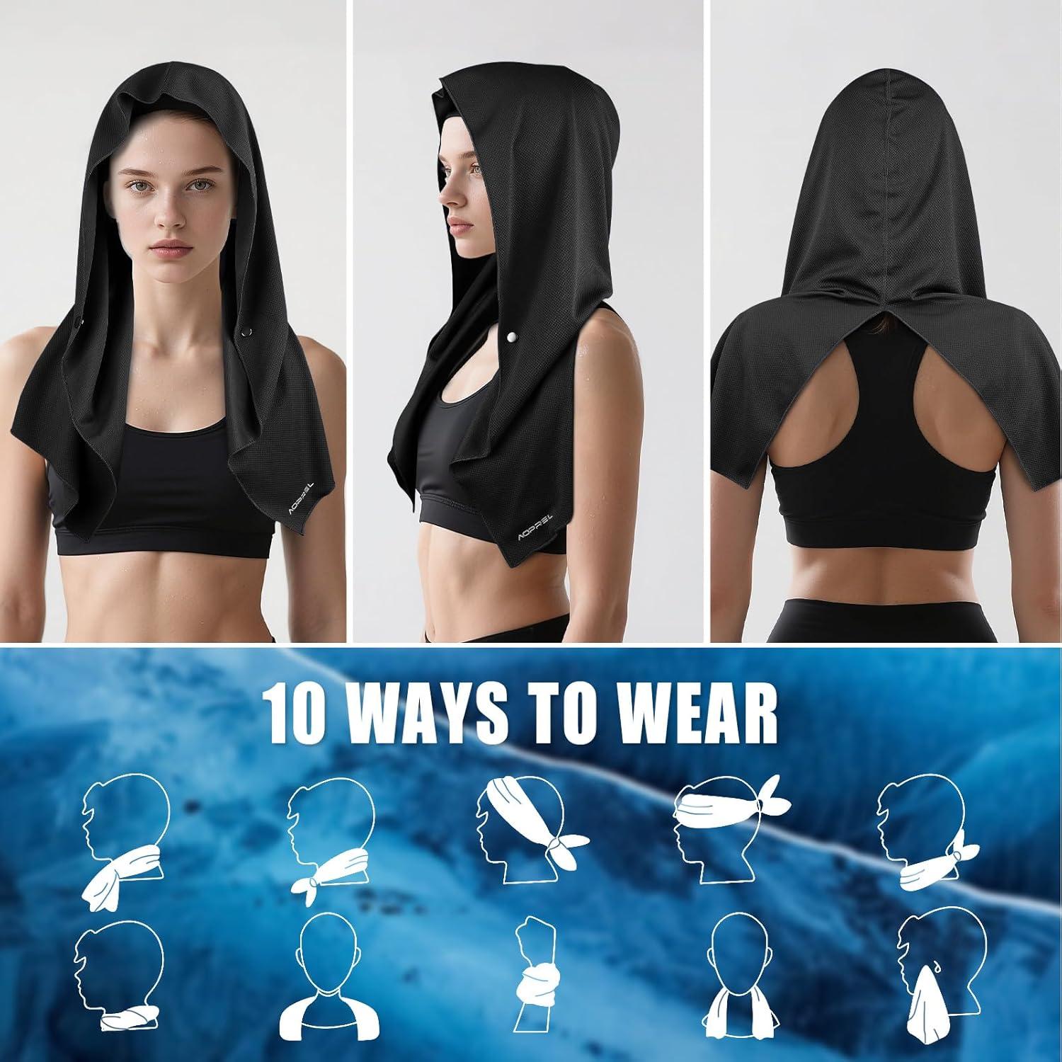 Toalla Refrigerante AOPREL con Capucha y Protección UV 67x31cm