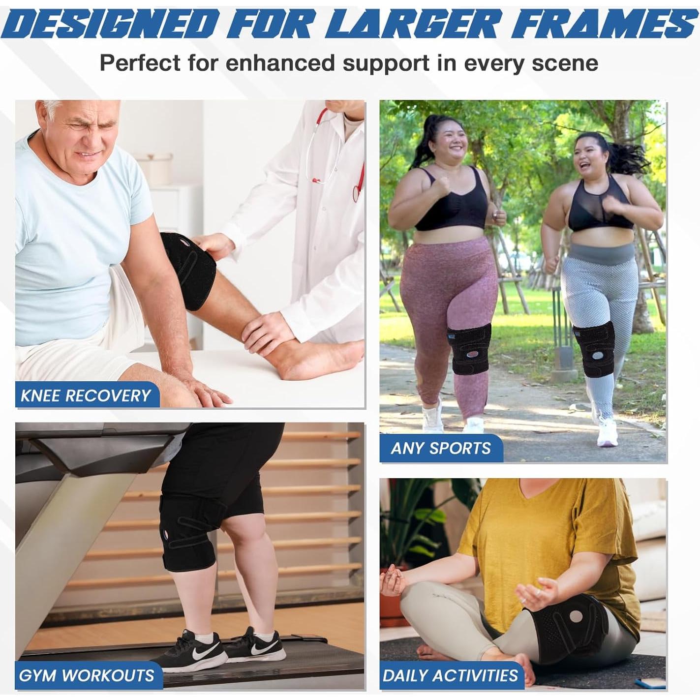 Faja de Rodilla Plus Size Nvorliy XL/2XL Ajustable Alivio Dolor