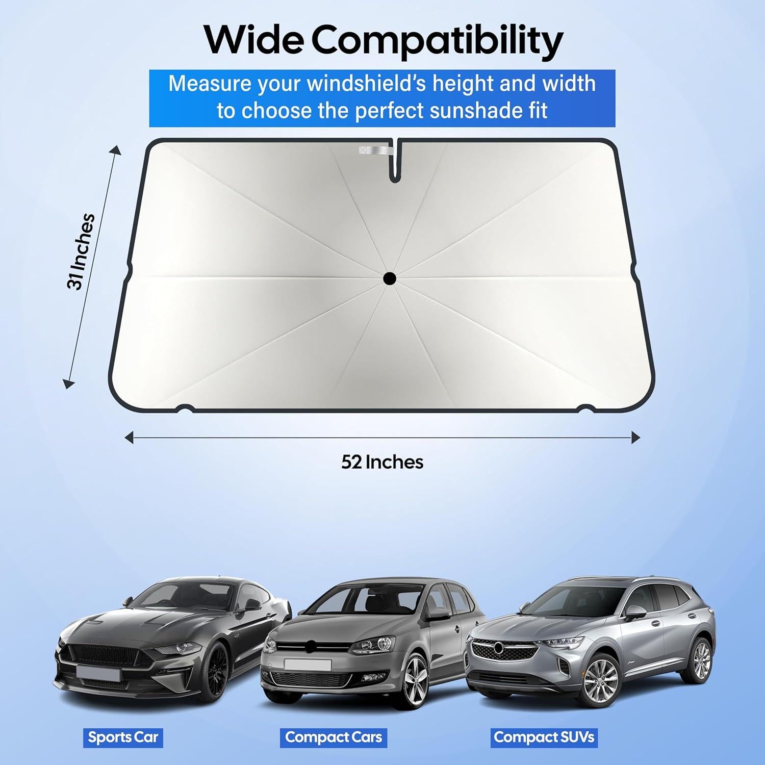 Paraguas Protector Solar EcoNour para Parabrisas Pequeño 132x79cm