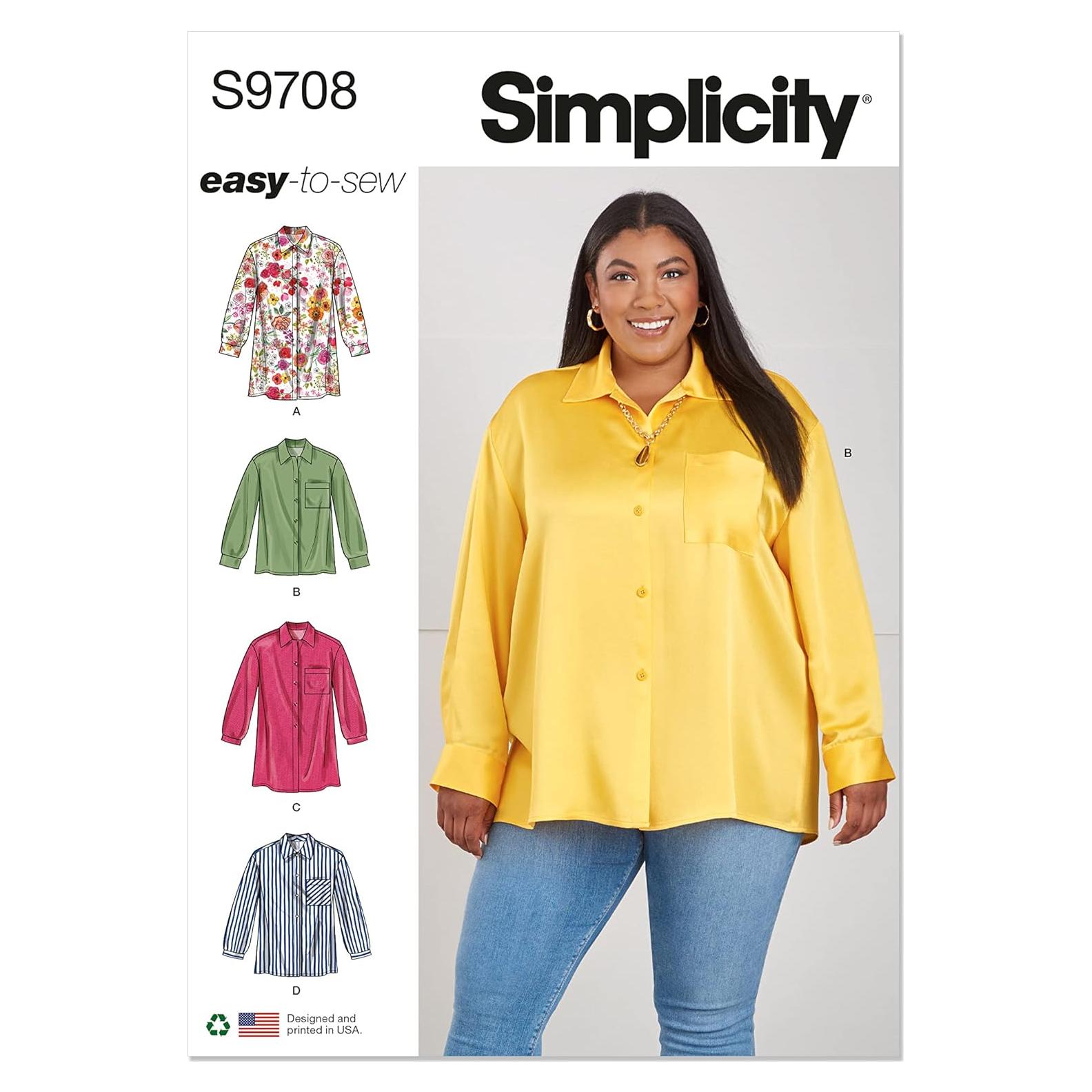 Kit de Patrones de Costura Simplicity para Camisas Tallas 20W-28W