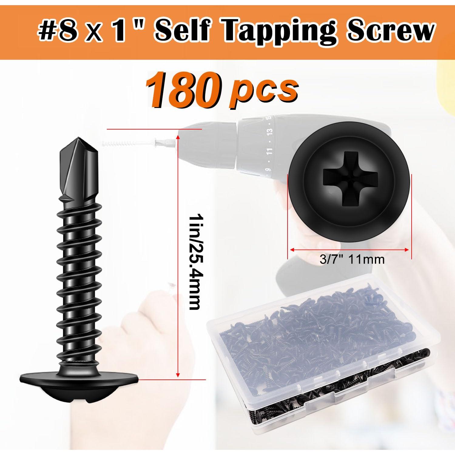 Tornillos autorroscantes Weideer 180pcs #8x25mm Acero Inoxidable