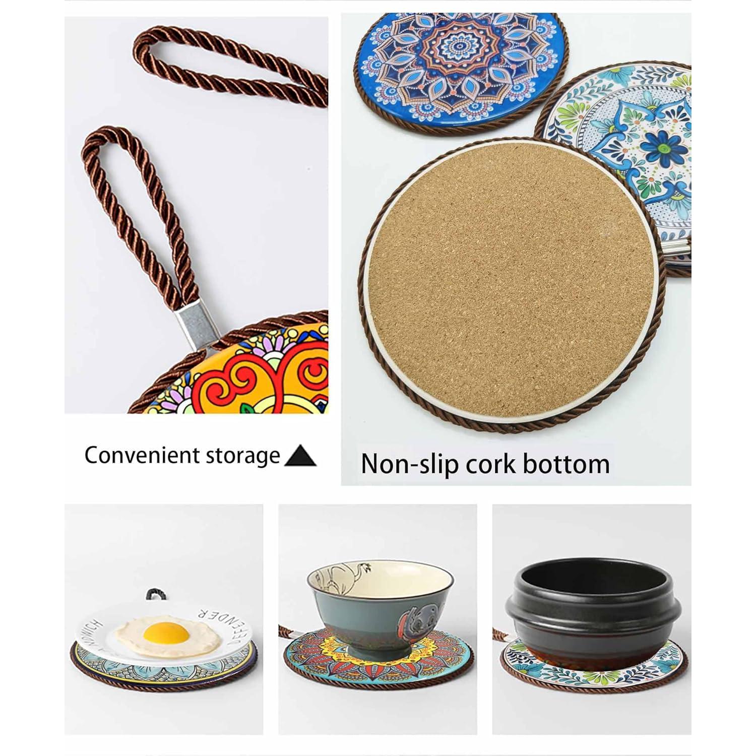 5 Trivetes de Cerámica JGZTJXNK Redondos 17cm Antideslizantes