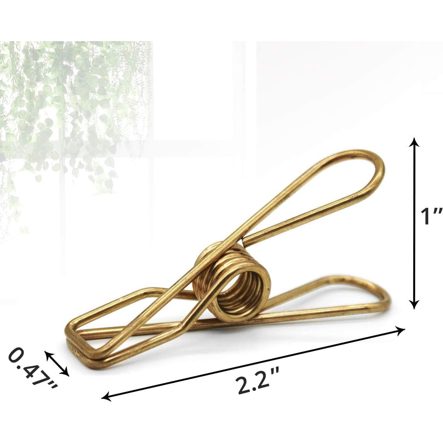 50 Pinzas de Ropa AITRAI Acero Inoxidable Doradas 5.6 cm