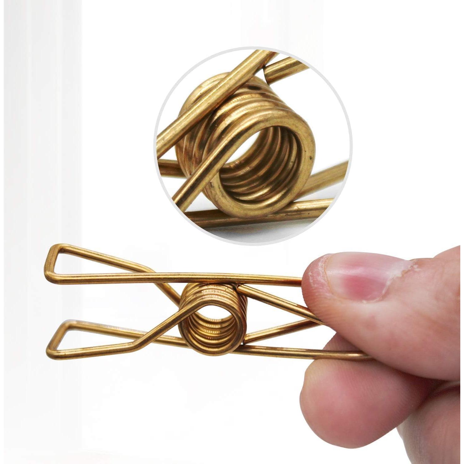 50 Pinzas de Ropa AITRAI Acero Inoxidable Doradas 5.6 cm