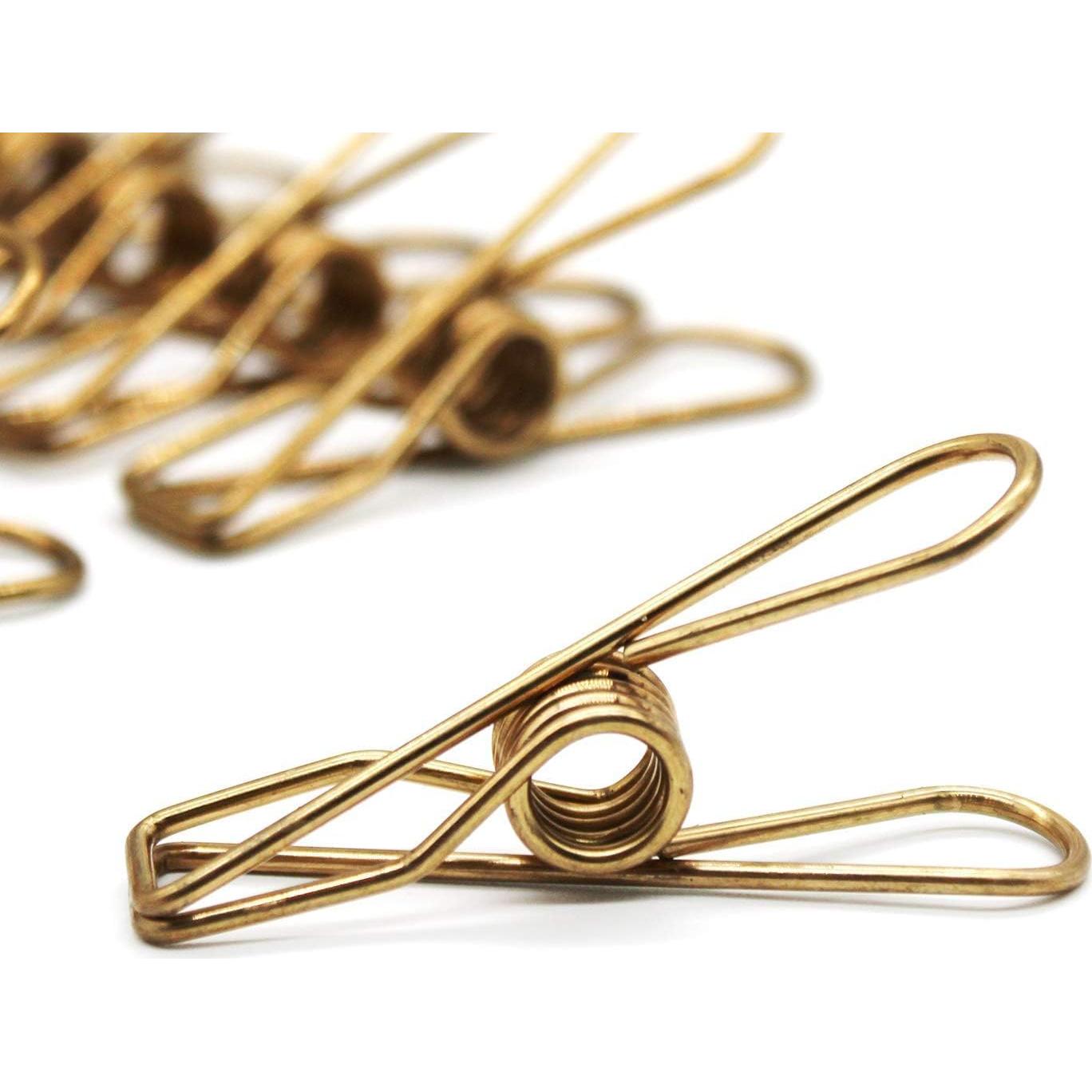 50 Pinzas de Ropa AITRAI Acero Inoxidable Doradas 5.6 cm