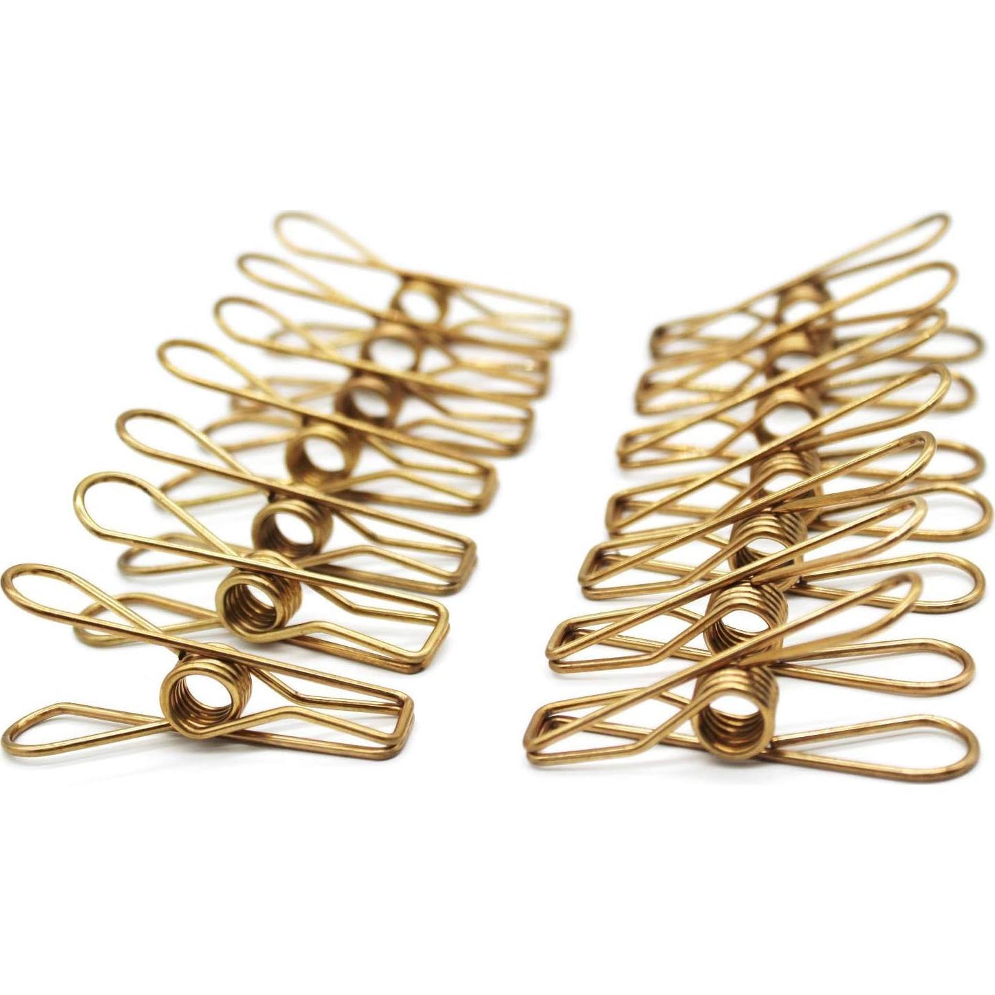 50 Pinzas de Ropa AITRAI Acero Inoxidable Doradas 5.6 cm