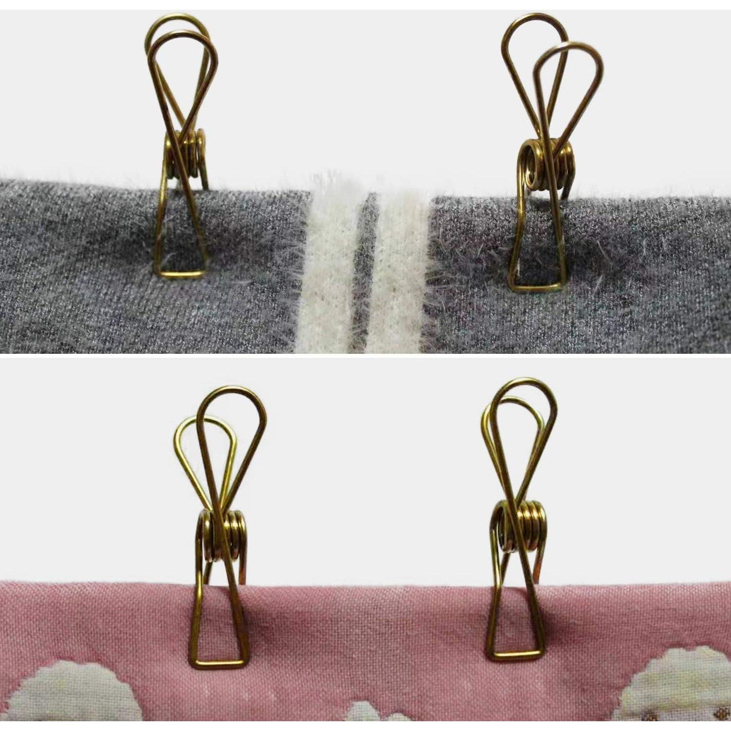 50 Pinzas de Ropa AITRAI Acero Inoxidable Doradas 5.6 cm