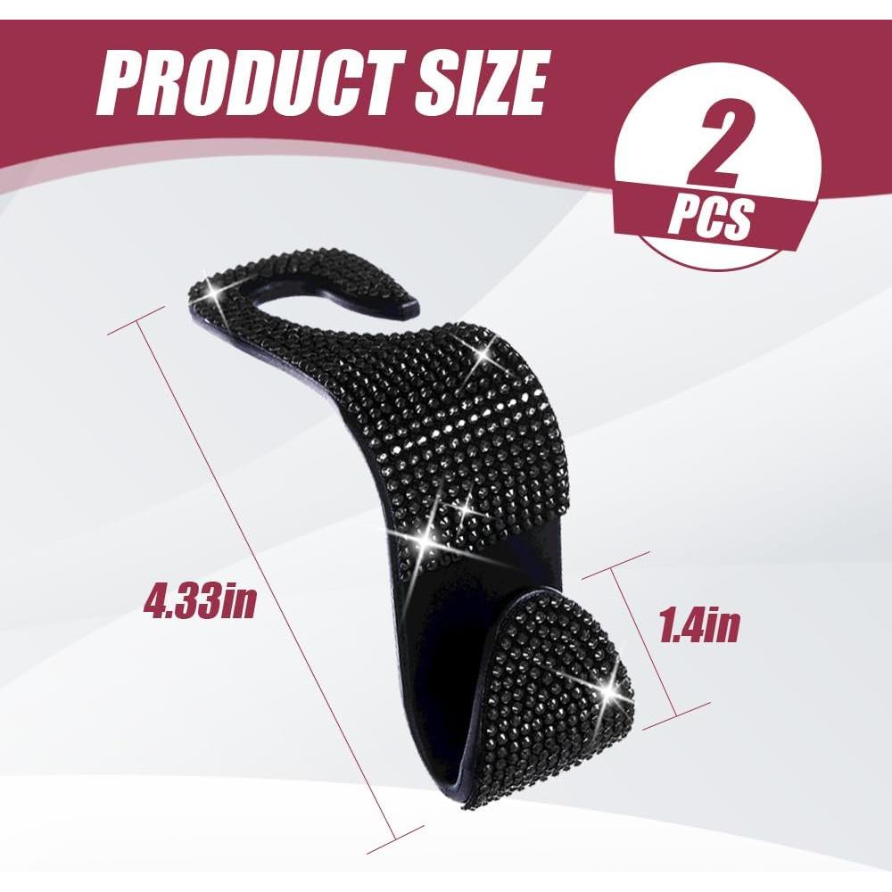 Paquete de 2 ganchos para reposacabezas de coche deemars - Negro