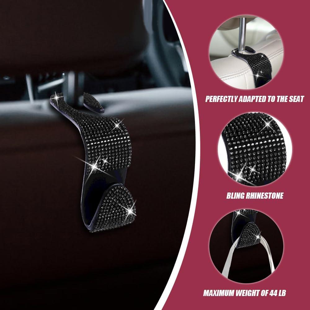 Paquete de 2 ganchos para reposacabezas de coche deemars - Negro