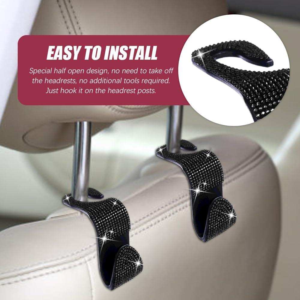 Paquete de 2 ganchos para reposacabezas de coche deemars - Negro