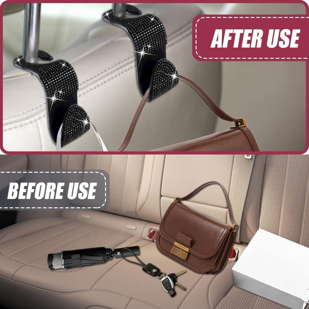 Paquete de 2 ganchos para reposacabezas de coche deemars - Negro