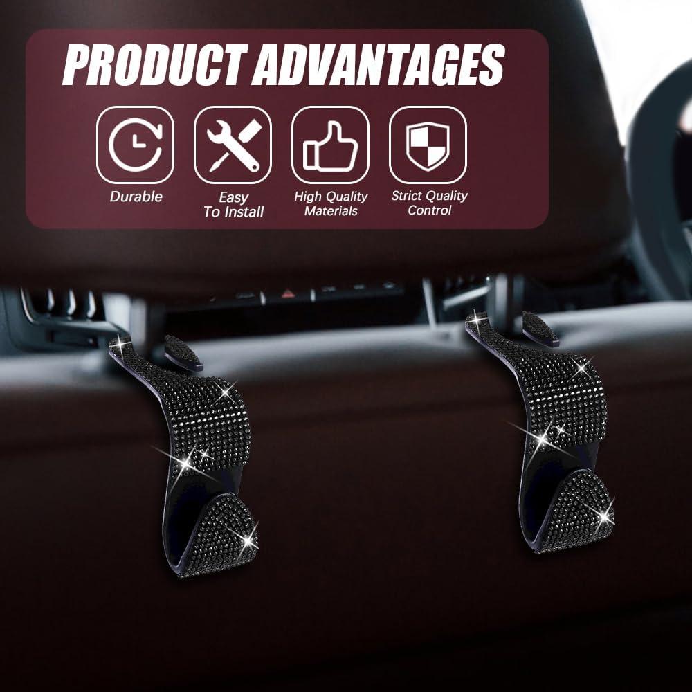 Paquete de 2 ganchos para reposacabezas de coche deemars - Negro