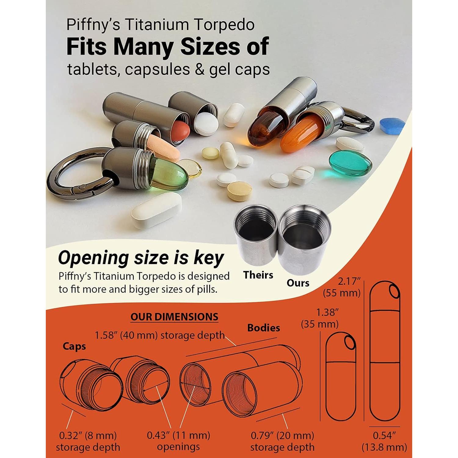 Portapíldoras Piffny Titán Torpedo Ajustable Impermeable