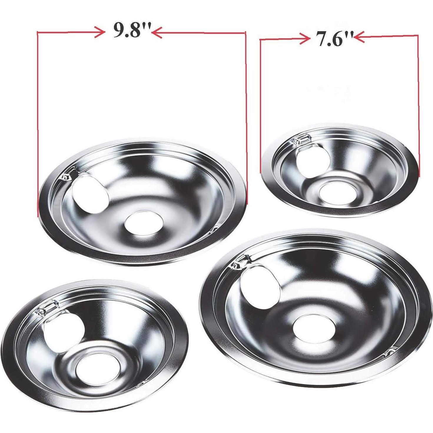 Platos de Goteo de Porcelana GE GE68C - 4 Piezas 15.24 y 20.32 cm