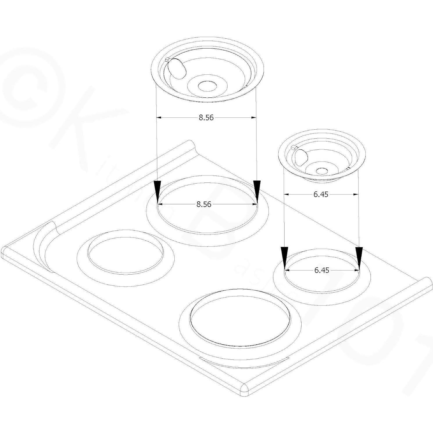 Platos de Goteo de Porcelana GE GE68C - 4 Piezas 15.24 y 20.32 cm