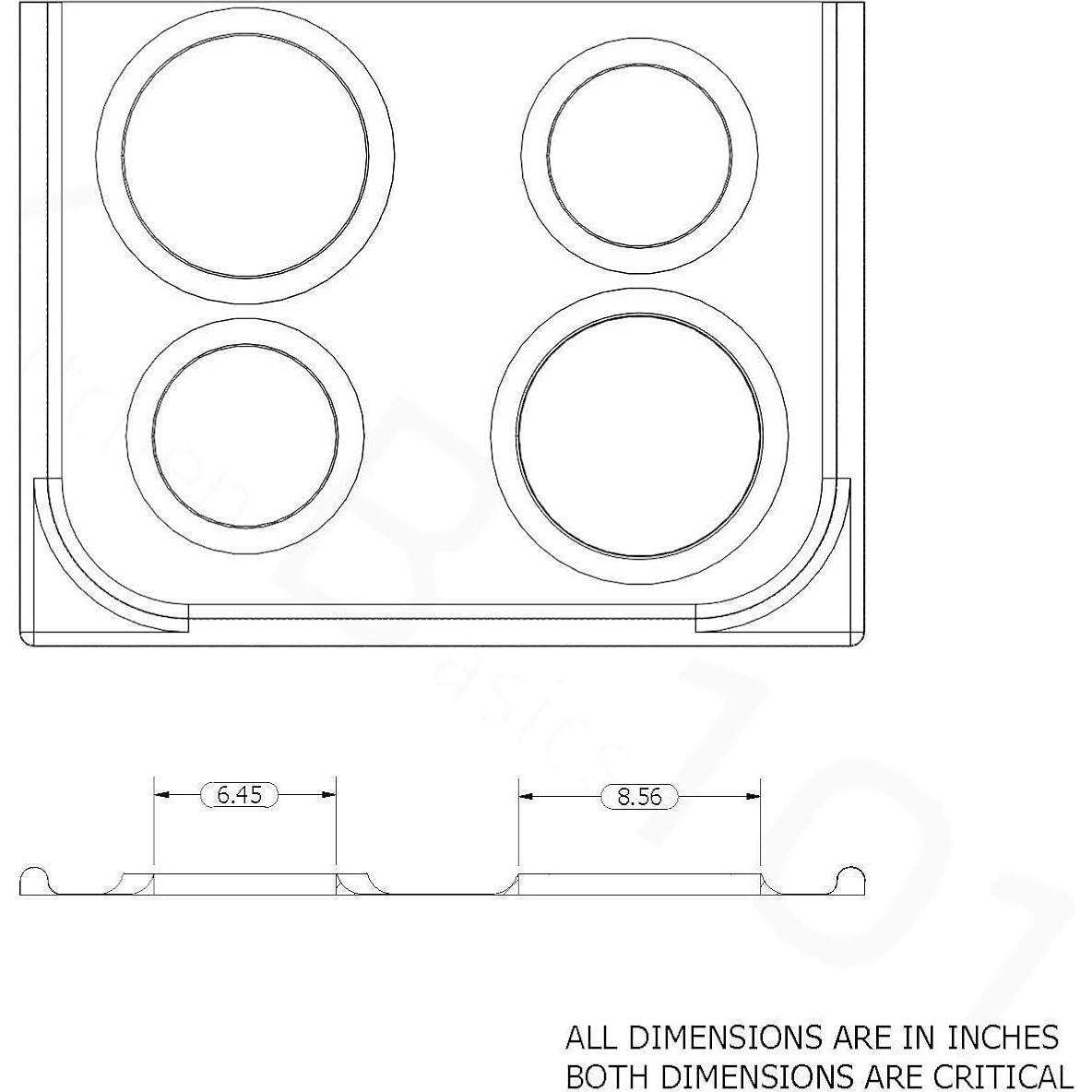 Platos de Goteo de Porcelana GE GE68C - 4 Piezas 15.24 y 20.32 cm