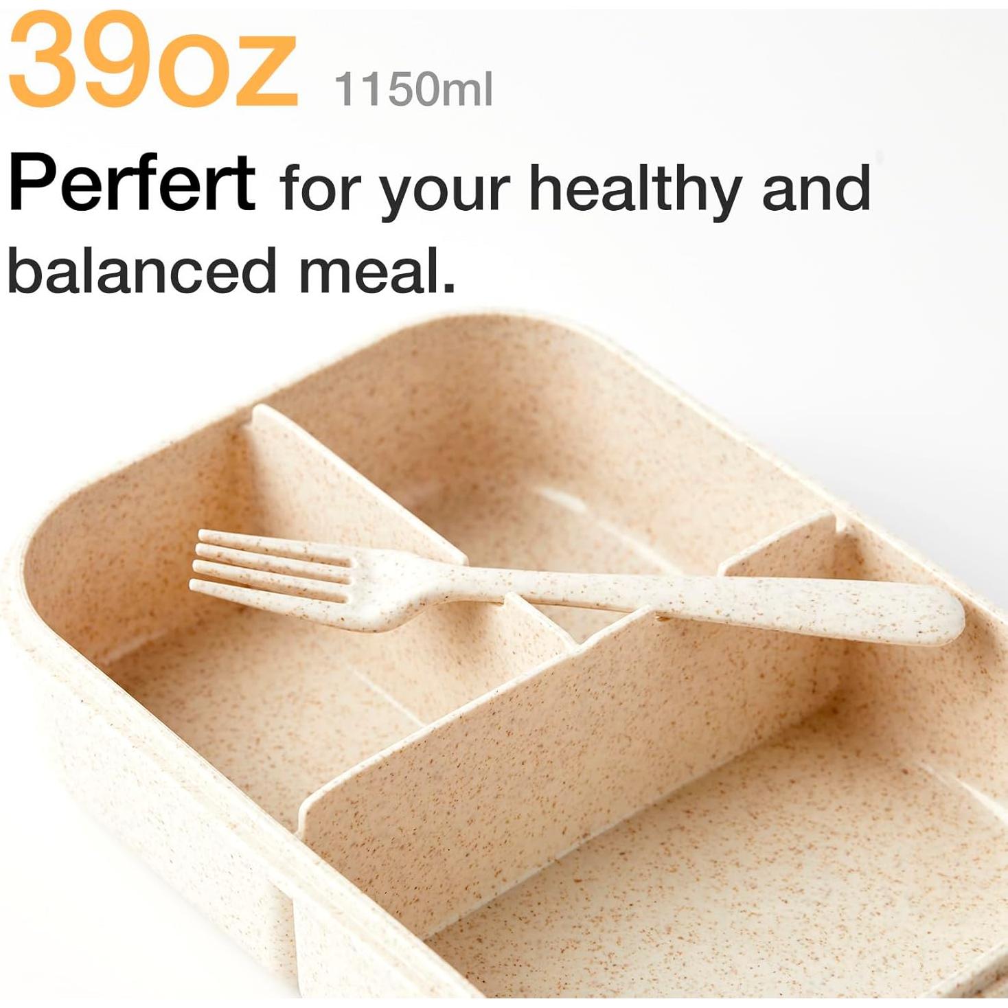 Caja Bento SEVENY Beige para Adultos - Fibra de Trigo Ecológica