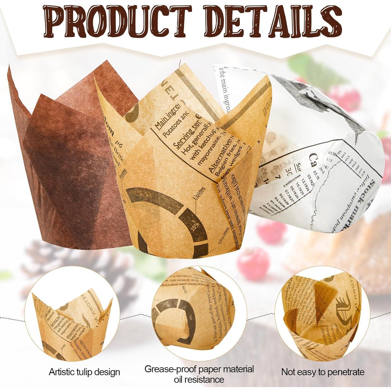 800 Forros de Cupcake Tulipán Potchen - Papel a Prueba de Grasa