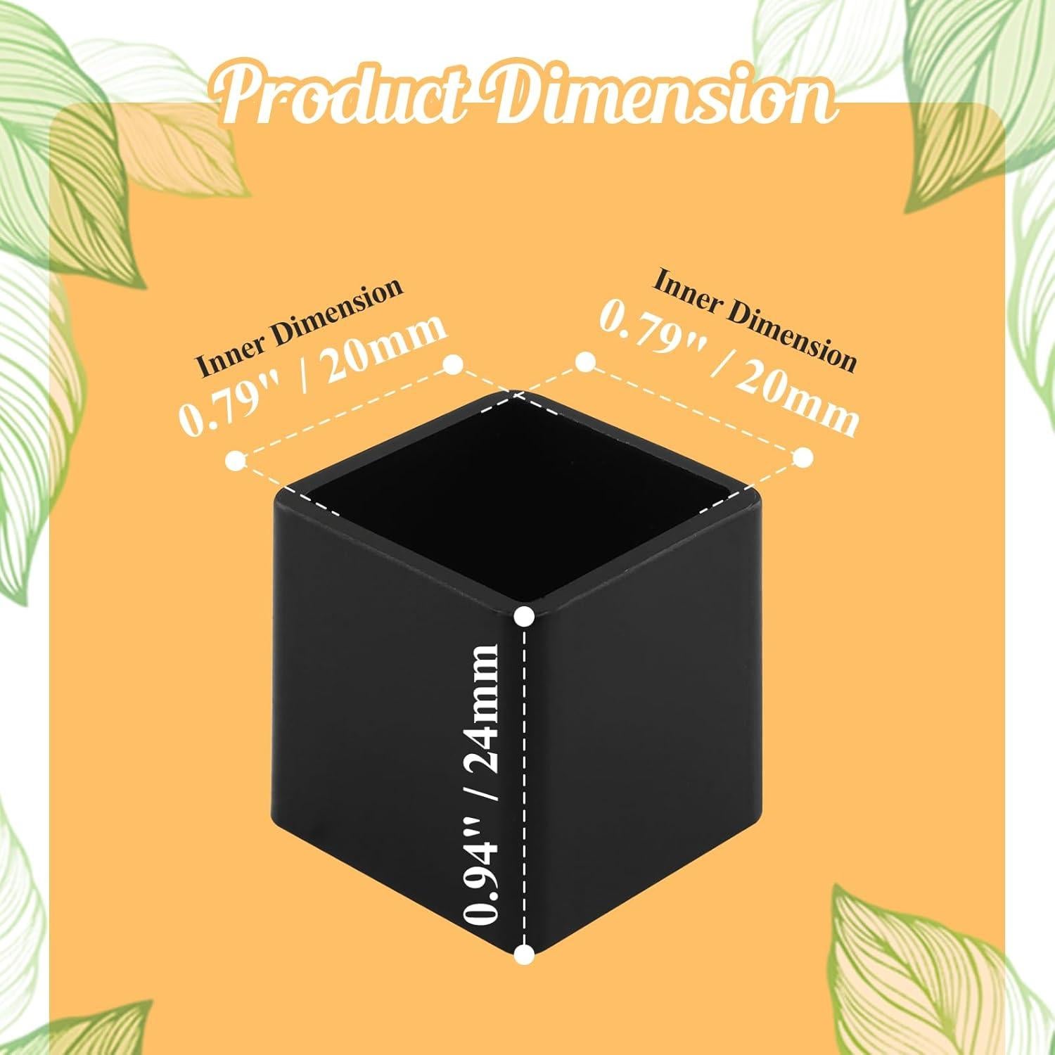 16 Tapones de Pierna de Silla HARSKIYER 20x20mm Negros