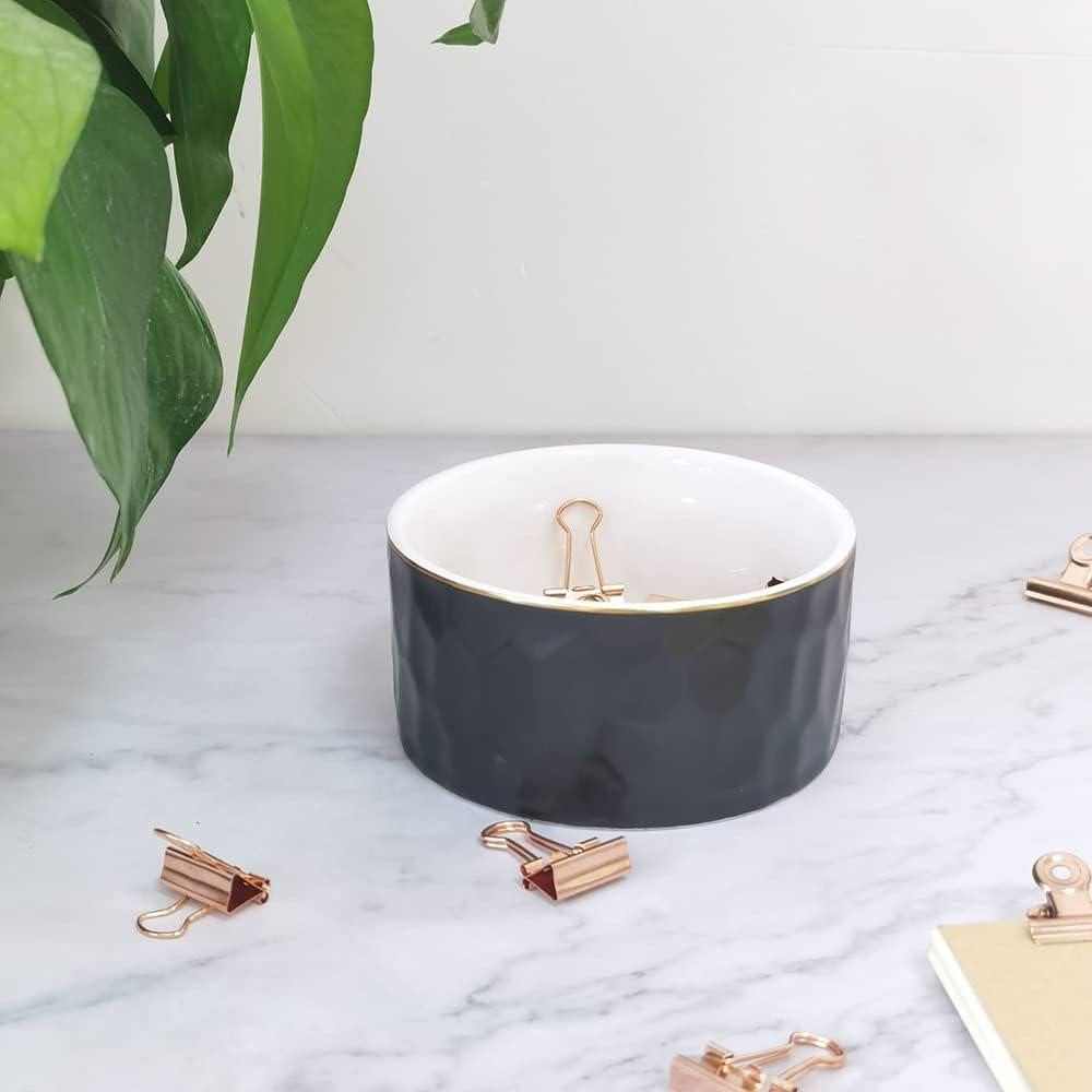 Soporte de Clips de Papel Cerámica CROWNOS Negro 9.9x5.1 cm