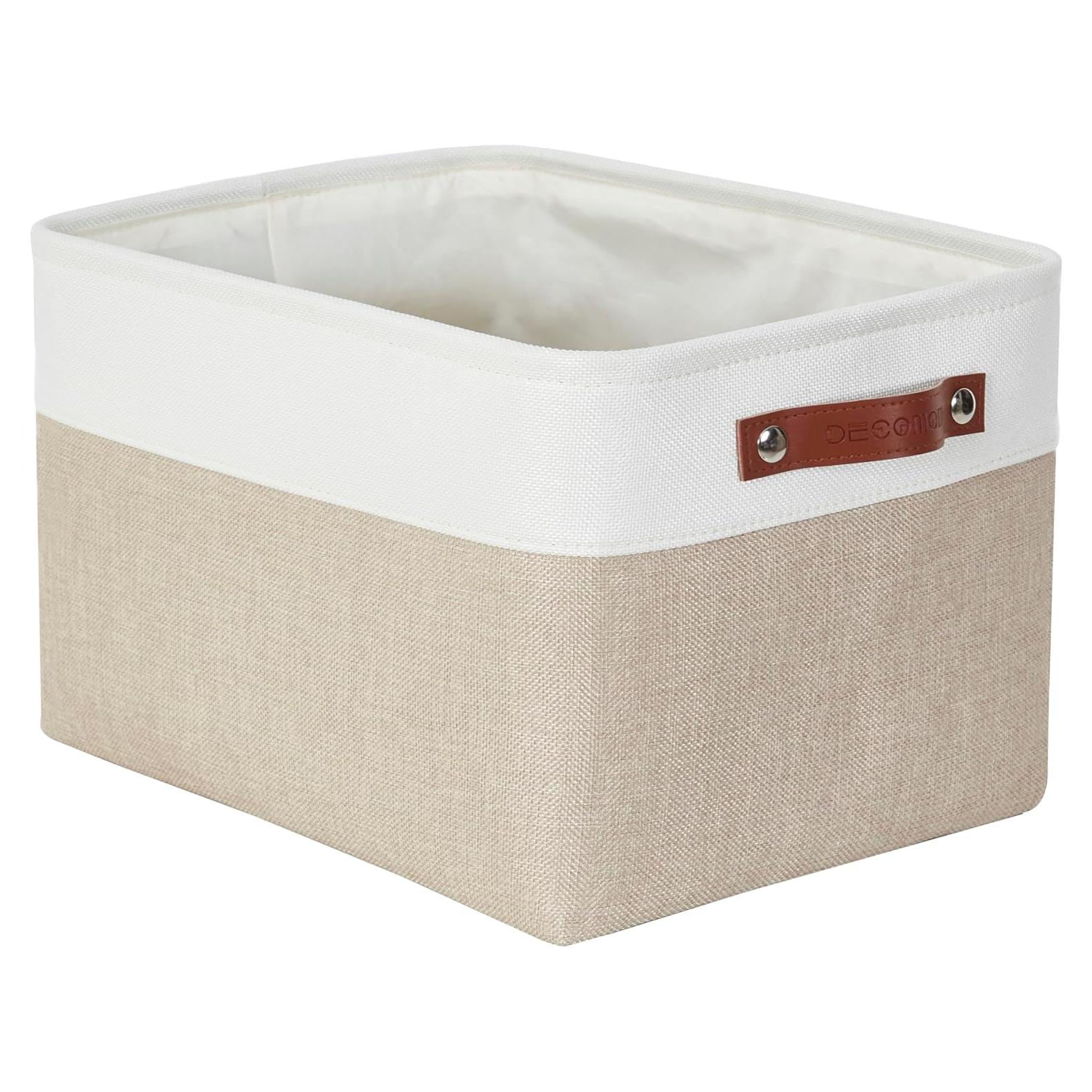 Cesta de Almacenamiento Grande DECOMOMO Beige y Blanco 38x28x24cm