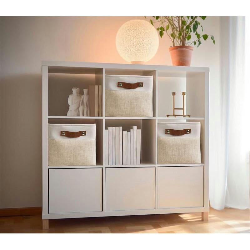 Cesta de Almacenamiento Grande DECOMOMO Beige y Blanco 38x28x24cm
