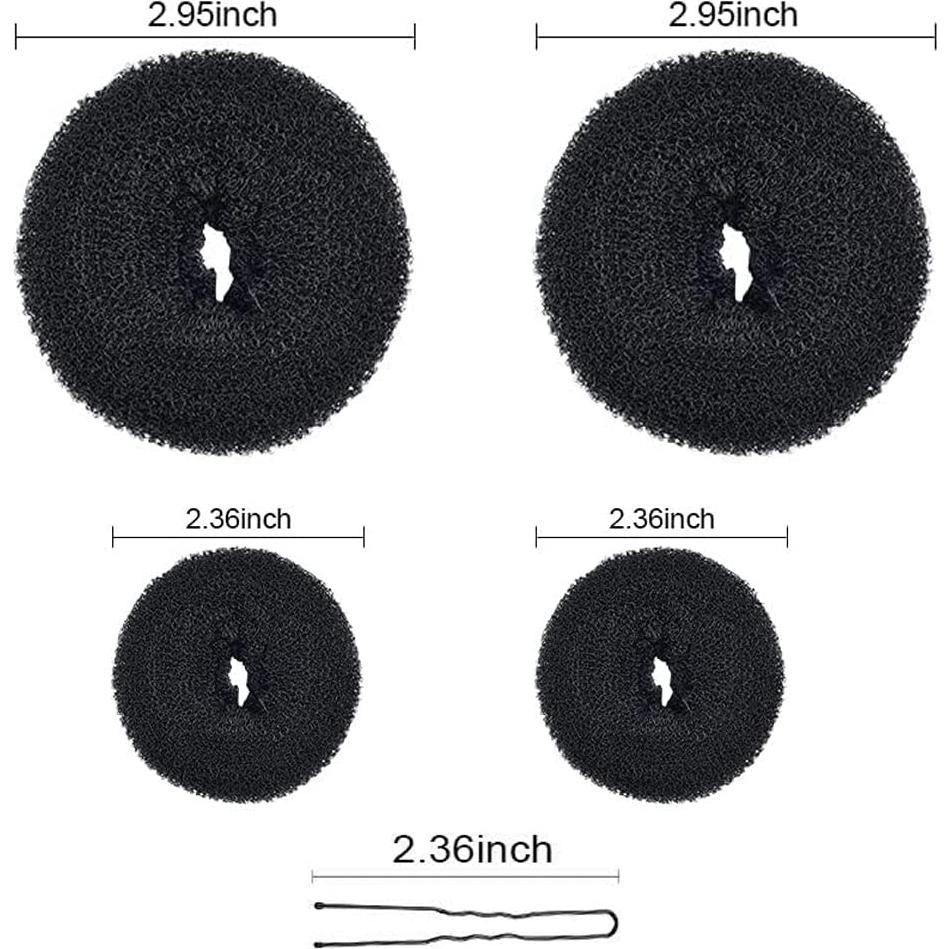 Kit Hacedor de Moño de Donut LHAAAYF - 4 Piezas y 10 Horquillas
