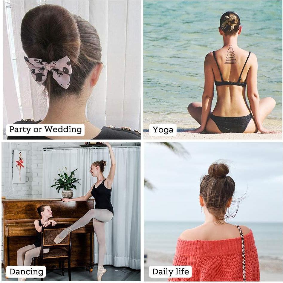 Kit Hacedor de Moño de Donut LHAAAYF - 4 Piezas y 10 Horquillas