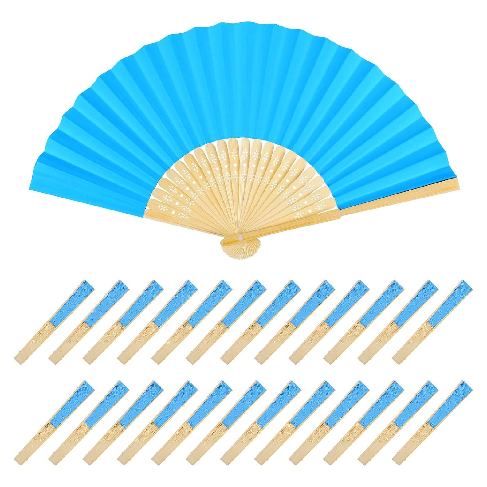 Ventiladores de Papel Plegables Azules WYTAOHZL - 24 Piezas