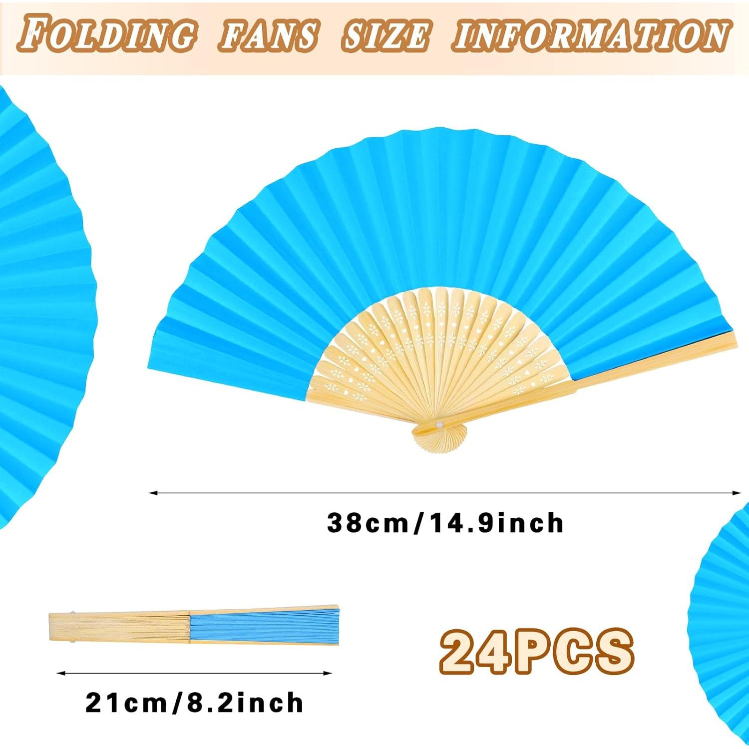 Ventiladores de Papel Plegables Azules WYTAOHZL - 24 Piezas