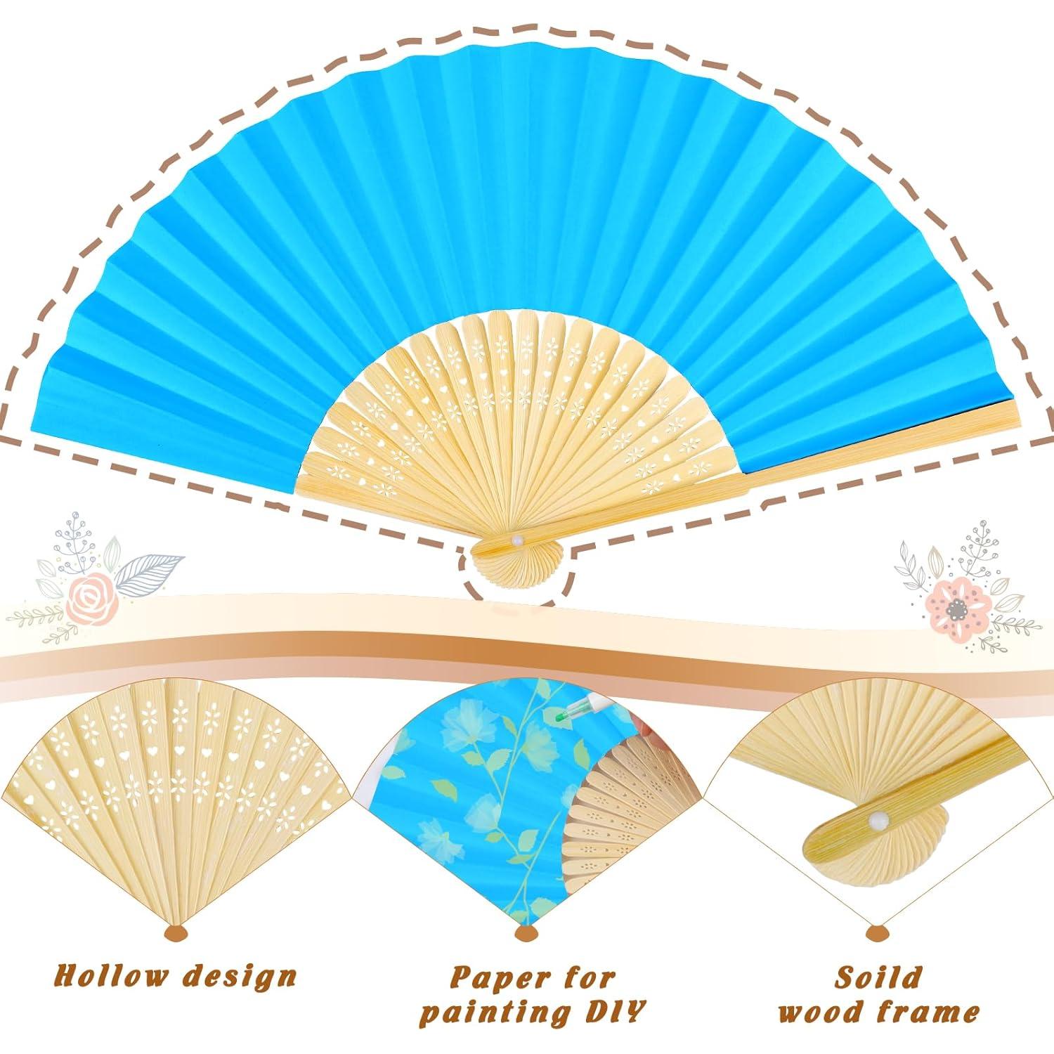 Ventiladores de Papel Plegables Azules WYTAOHZL - 24 Piezas