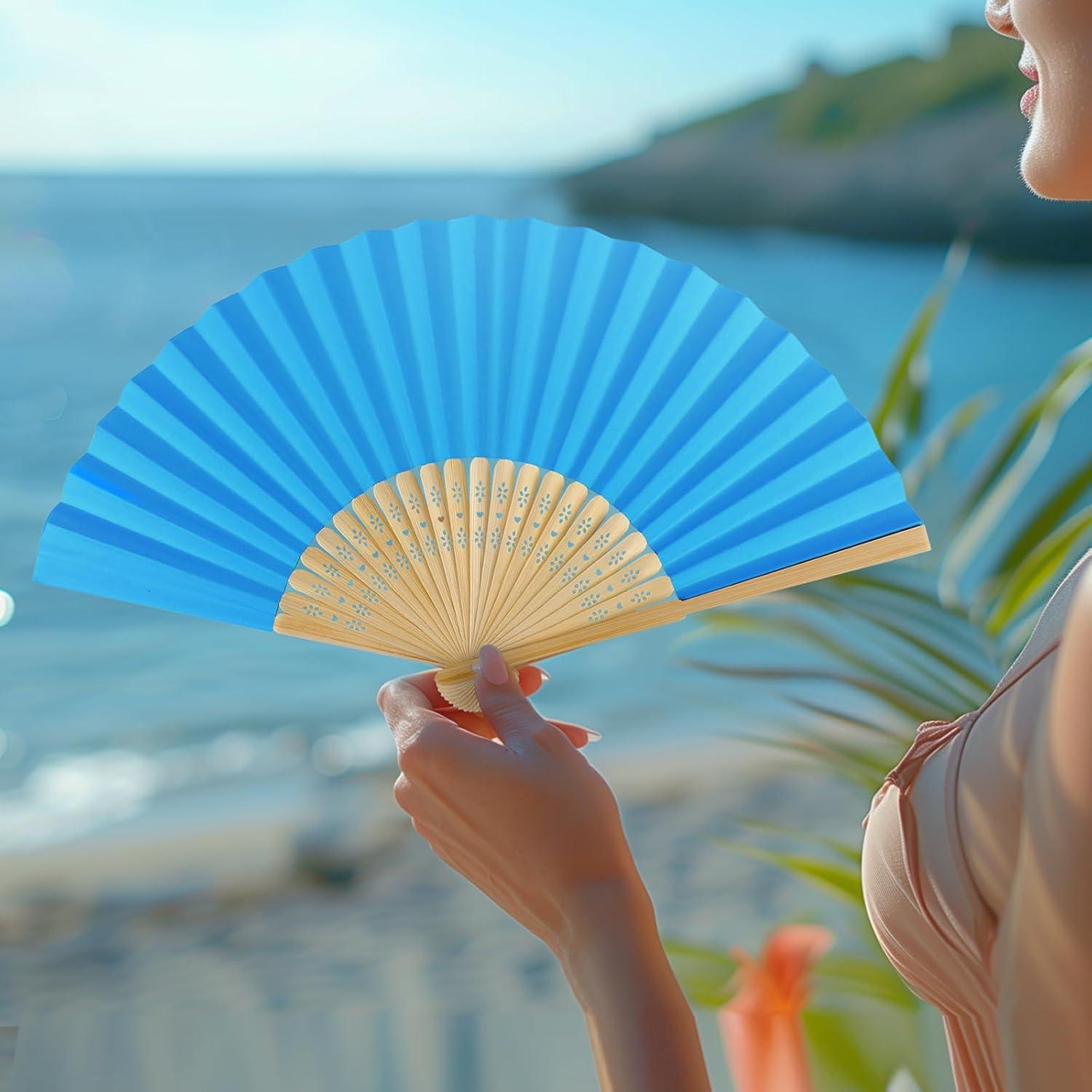 Ventiladores de Papel Plegables Azules WYTAOHZL - 24 Piezas