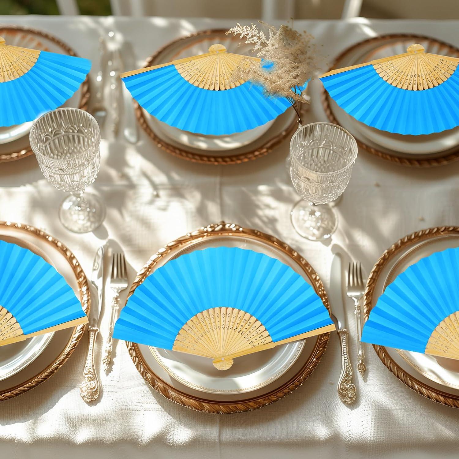 Ventiladores de Papel Plegables Azules WYTAOHZL - 24 Piezas