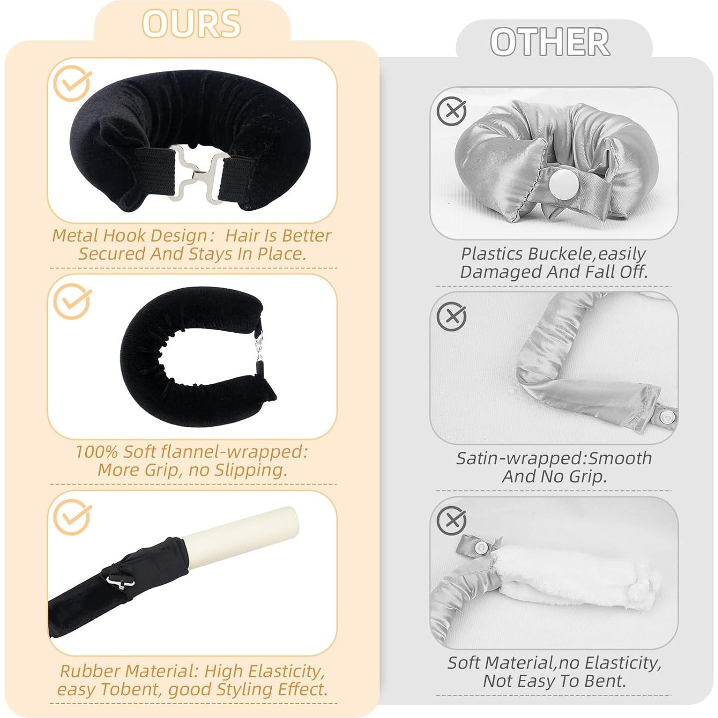 Rizadores de Cabello Sin Calor Luckybear Jumbo 3pcs Rosa